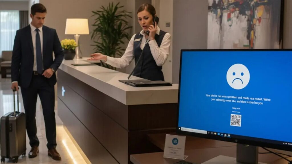 Este nuevo ataque usa falsos pantallazos azules de Windows 11 para colarse en reservas de hoteles