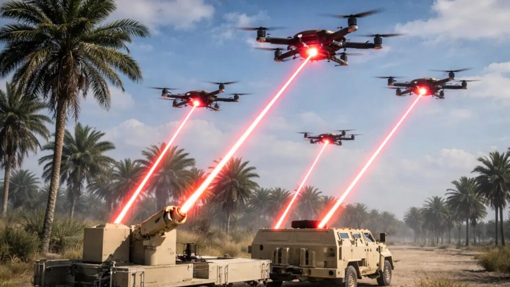 El sistema funciona mediante un transmisor que emite un rayo láser de alta potencia, capaz de seguir al dron en tiempo real incluso a una altitud de 1,500 metros.