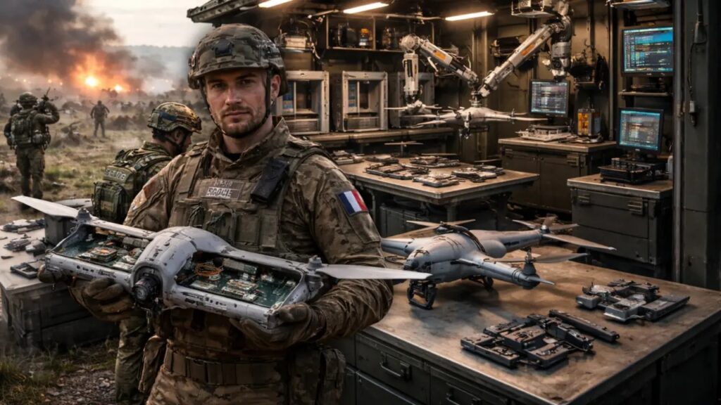 Este sistema está equipado con impresoras 3D que permiten fabricar hasta 10 drones FPV por hora. Además, la microfábrica es 100% autónoma y funciona con energía solar.
