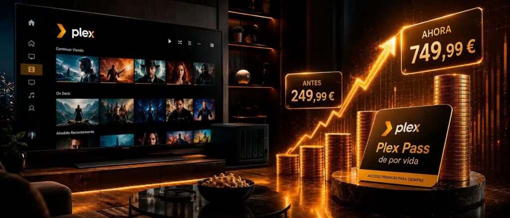 Plex aumenta el precio de su suscripción vitalicia de 249,99 euros a 749,99 euros