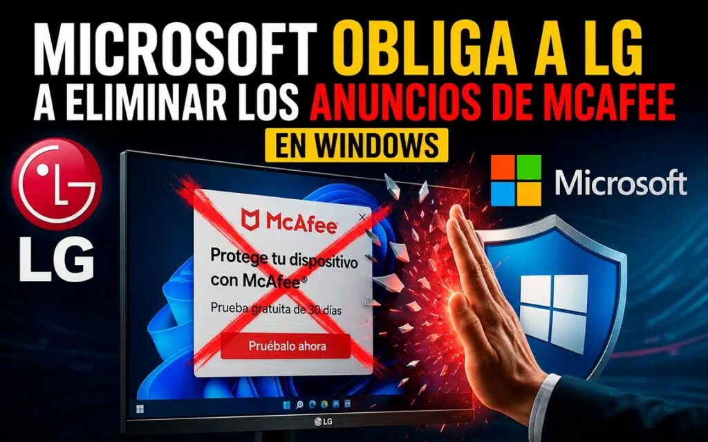 Microsoft obliga a LG a retirar la publicidad de McAfee integrada en su App de Windows