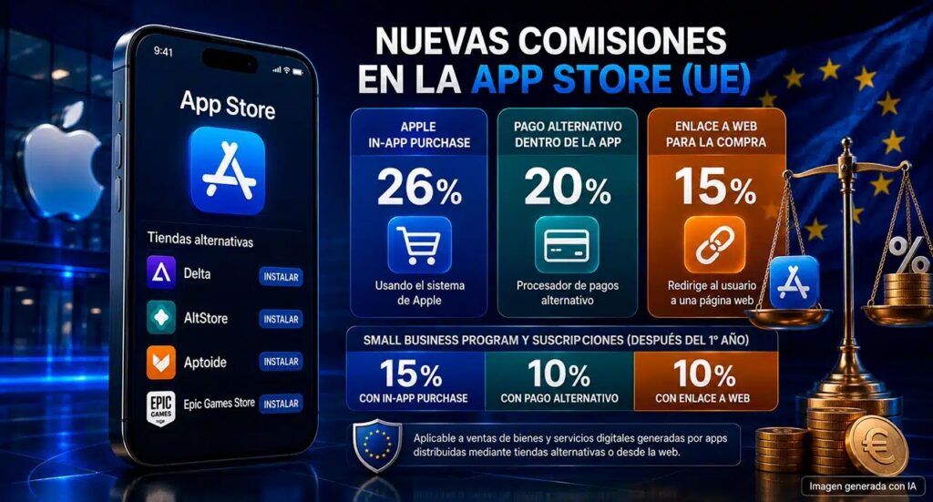 Apple cede ante la Unión Europea: reduce sus comisiones de la App Store y abre iOS a tiendas alternativas
