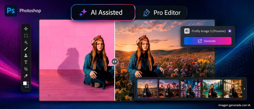 Photoshop se rinde a la IA: podrás editar imágenes con prompts, flechas y bocetos