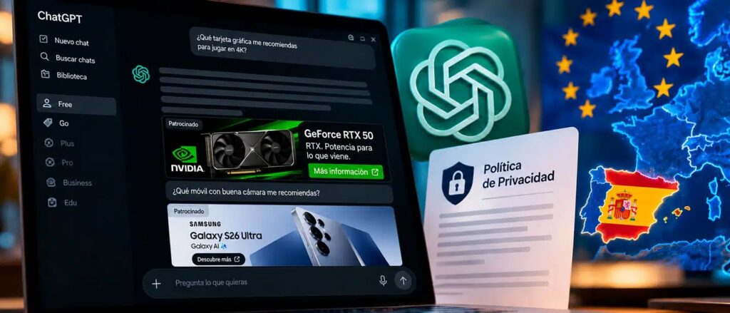 ChatGPT comenzará a mostrar publicidad a usuarios Free y Go en Europa